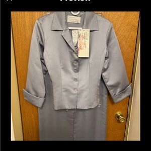 Sz 10 Alfred Angelo platinum mother of the bride satin skirt suit vintage NWT